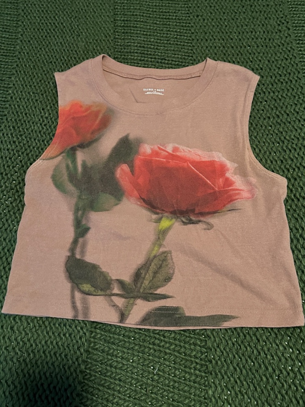 silence + noise Dusty Rose Graphic Cropped Tank
